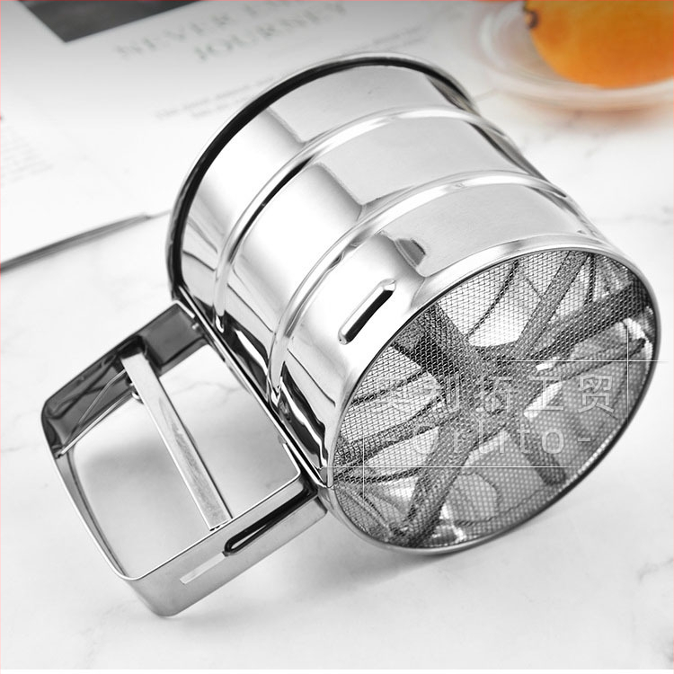 „Factory Spot“ pusiau automatinis rankinis nerūdijančio plieno miltų sietas, itin smulkus cukraus miltelių sietas, kepimo įrankiai