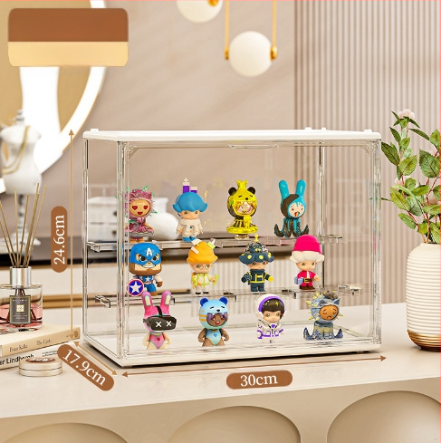 Vakdobozos tároló állvány Bubble Mate babakiállító doboz Átlátszó porálló hintaszekrény Lego kézi tárolódoboz