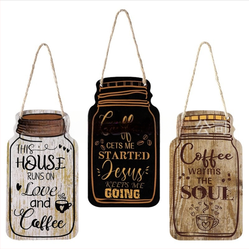 Tarpvalstybinis 2 vintažinio stiliaus klasikinis medinis kavos raidės logotipas namų virtuvės dekoravimui kaimiško stiliaus medinis sąrašas