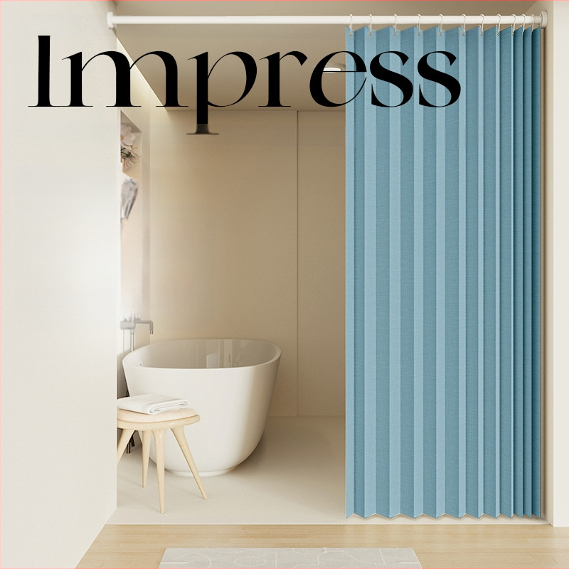 Összecsukható zuhanyfüggöny fürdőszobai vízálló, penészálló, nedves és száraz elválasztó függöny fürdőszobai függöny szövet függöny, csúcskategóriás zuhanyfüggöny