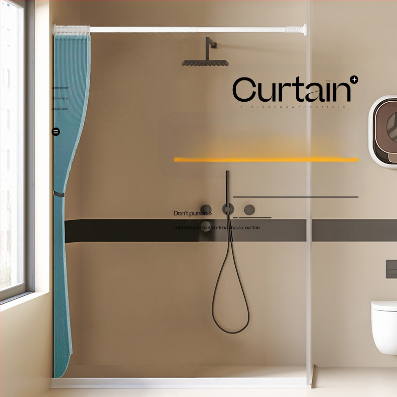 Összecsukható zuhanyfüggöny fürdőszobai vízálló, penészálló, nedves és száraz elválasztó függöny fürdőszobai függöny szövet függöny, csúcskategóriás zuhanyfüggöny