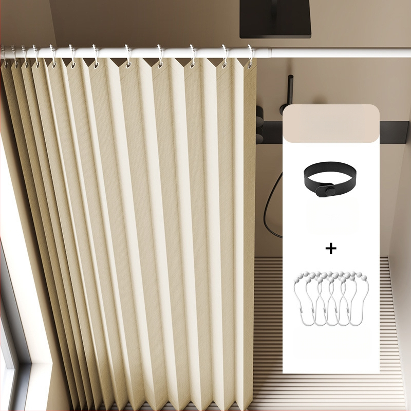 Összecsukható zuhanyfüggöny fürdőszobai vízálló, penészálló, nedves és száraz elválasztó függöny fürdőszobai függöny szövet függöny, csúcskategóriás zuhanyfüggöny