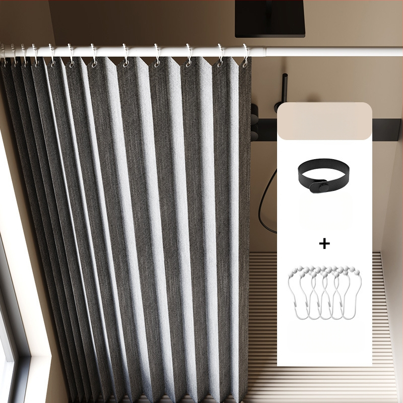 Összecsukható zuhanyfüggöny fürdőszobai vízálló, penészálló, nedves és száraz elválasztó függöny fürdőszobai függöny szövet függöny, csúcskategóriás zuhanyfüggöny
