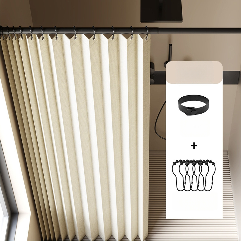 Összecsukható zuhanyfüggöny fürdőszobai vízálló, penészálló, nedves és száraz elválasztó függöny fürdőszobai függöny szövet függöny, csúcskategóriás zuhanyfüggöny