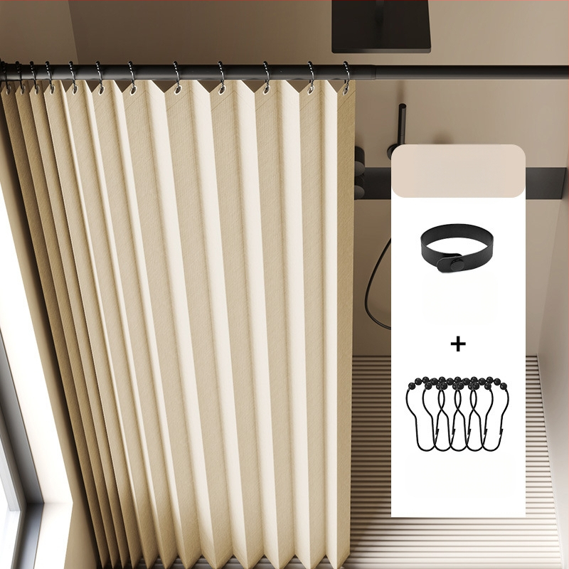 Összecsukható zuhanyfüggöny fürdőszobai vízálló, penészálló, nedves és száraz elválasztó függöny fürdőszobai függöny szövet függöny, csúcskategóriás zuhanyfüggöny
