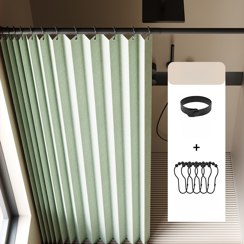 Összecsukható zuhanyfüggöny fürdőszobai vízálló, penészálló, nedves és száraz elválasztó függöny fürdőszobai függöny szövet függöny, csúcskategóriás zuhanyfüggöny