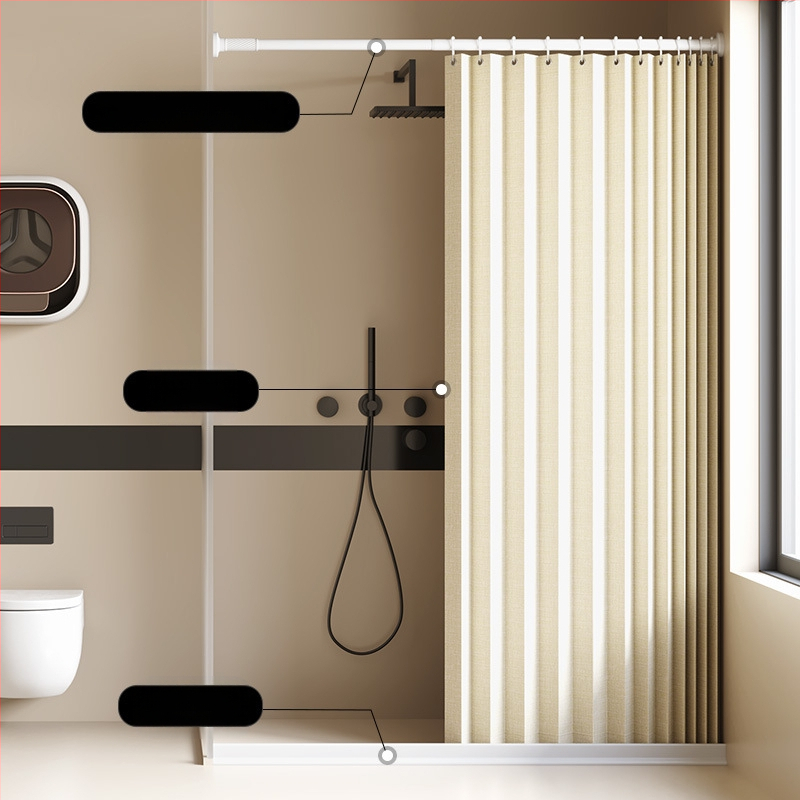 Összecsukható zuhanyfüggöny fürdőszobai vízálló, penészálló, nedves és száraz elválasztó függöny fürdőszobai függöny szövet függöny, csúcskategóriás zuhanyfüggöny