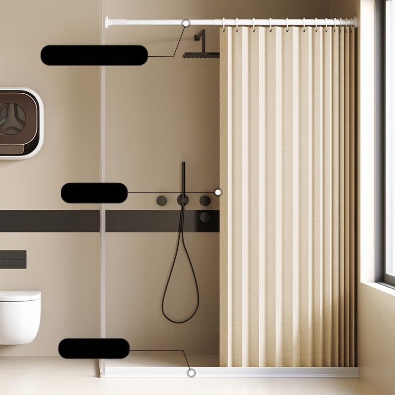 Összecsukható zuhanyfüggöny fürdőszobai vízálló, penészálló, nedves és száraz elválasztó függöny fürdőszobai függöny szövet függöny, csúcskategóriás zuhanyfüggöny