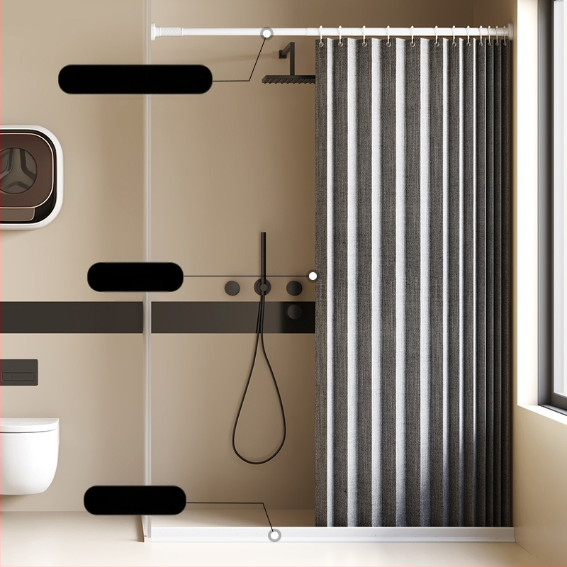 Összecsukható zuhanyfüggöny fürdőszobai vízálló, penészálló, nedves és száraz elválasztó függöny fürdőszobai függöny szövet függöny, csúcskategóriás zuhanyfüggöny