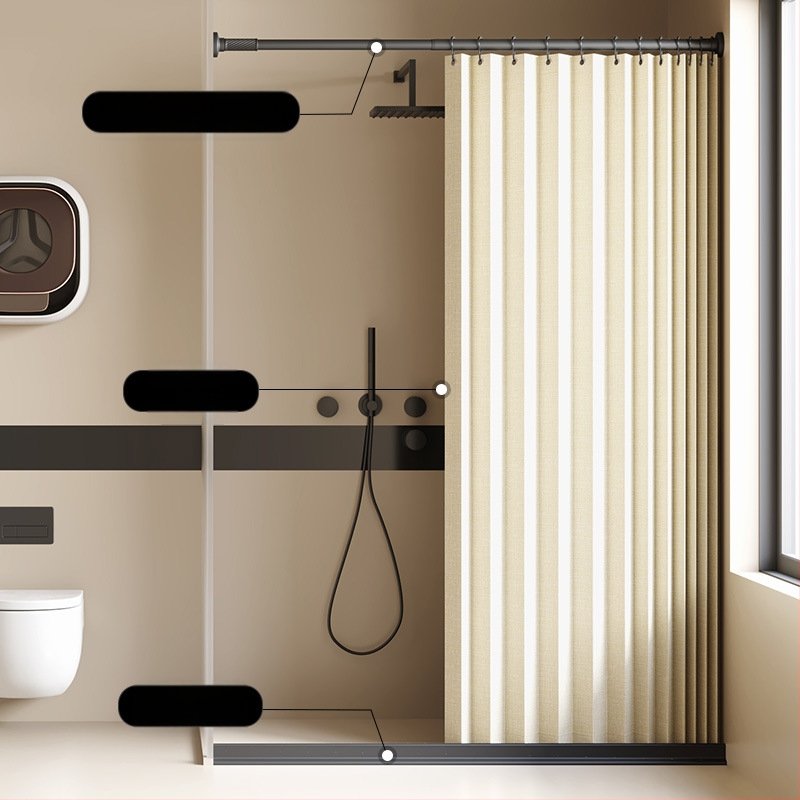 Összecsukható zuhanyfüggöny fürdőszobai vízálló, penészálló, nedves és száraz elválasztó függöny fürdőszobai függöny szövet függöny, csúcskategóriás zuhanyfüggöny