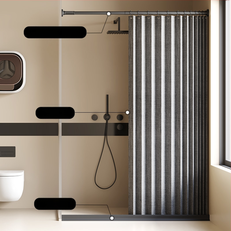 Összecsukható zuhanyfüggöny fürdőszobai vízálló, penészálló, nedves és száraz elválasztó függöny fürdőszobai függöny szövet függöny, csúcskategóriás zuhanyfüggöny