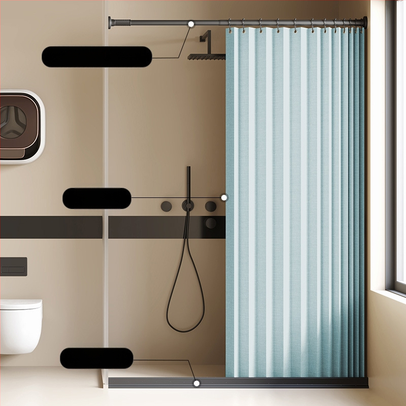 Összecsukható zuhanyfüggöny fürdőszobai vízálló, penészálló, nedves és száraz elválasztó függöny fürdőszobai függöny szövet függöny, csúcskategóriás zuhanyfüggöny