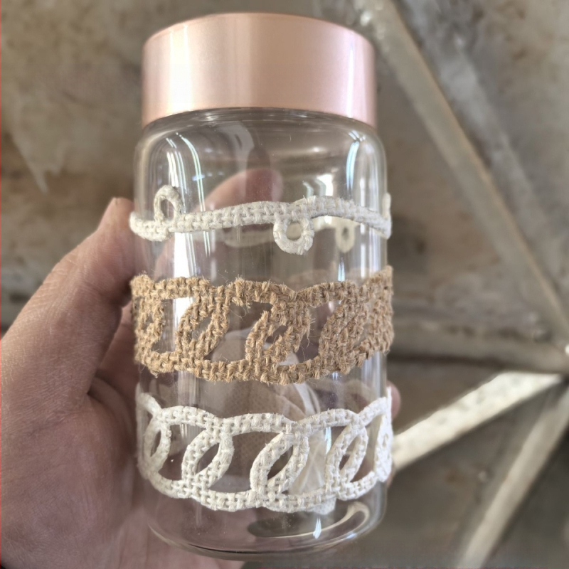 Naturaalsest linasest pastast klaaskeraamiline tass, dekoratiivne linane, liimiga lilleline, iselõikatav, ise kasutamiseks