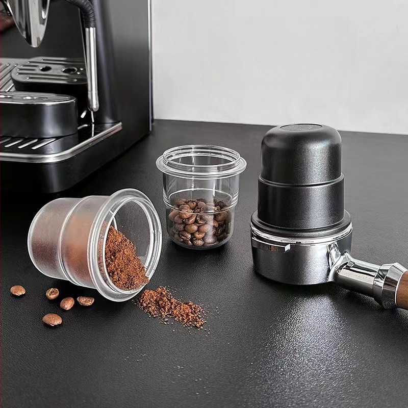 Itališko kavos aparato miltelių jungtis, vizualiai miltelių puodelis, plastikinis miltelių jungtis, apsaugantis nuo musių, 58 mm kavos pupelių svėrimo puodelis