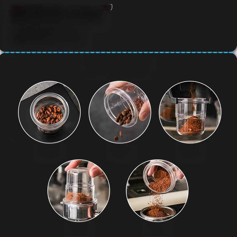 Itališko kavos aparato miltelių jungtis, vizualiai miltelių puodelis, plastikinis miltelių jungtis, apsaugantis nuo musių, 58 mm kavos pupelių svėrimo puodelis