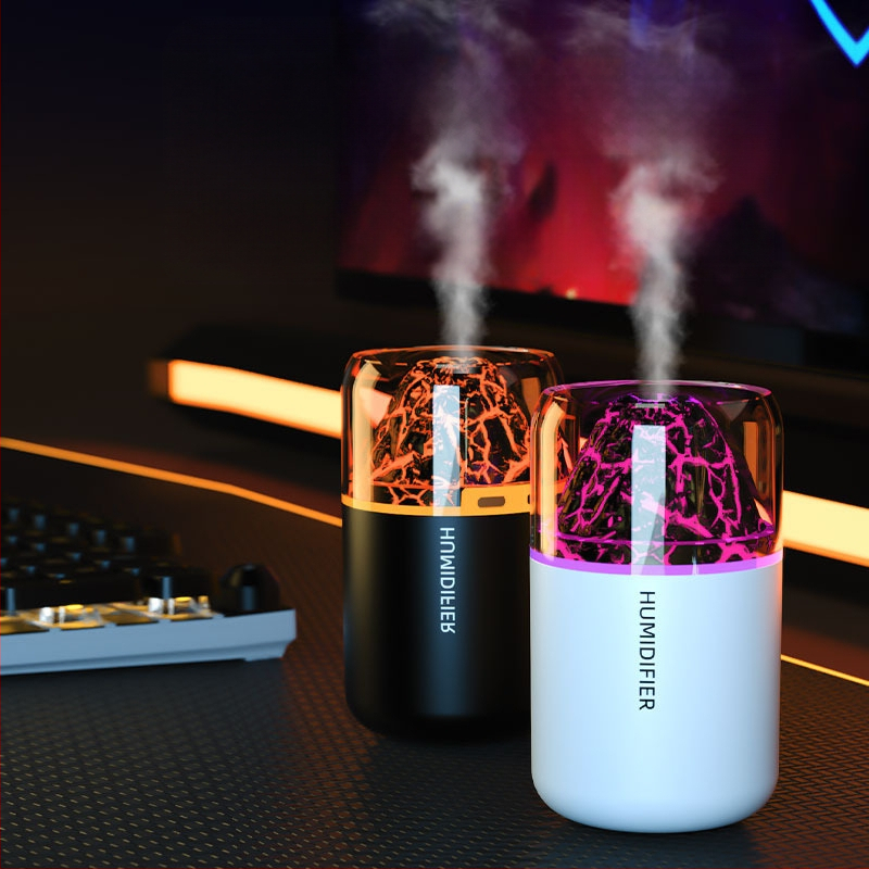 Tarpvalstybinis USB mini vulkano drėkintuvas miegamajam, mažam namų apyvokos daiktui, automobilio staliniam biurui, spalvingai atmosferai, šviesai