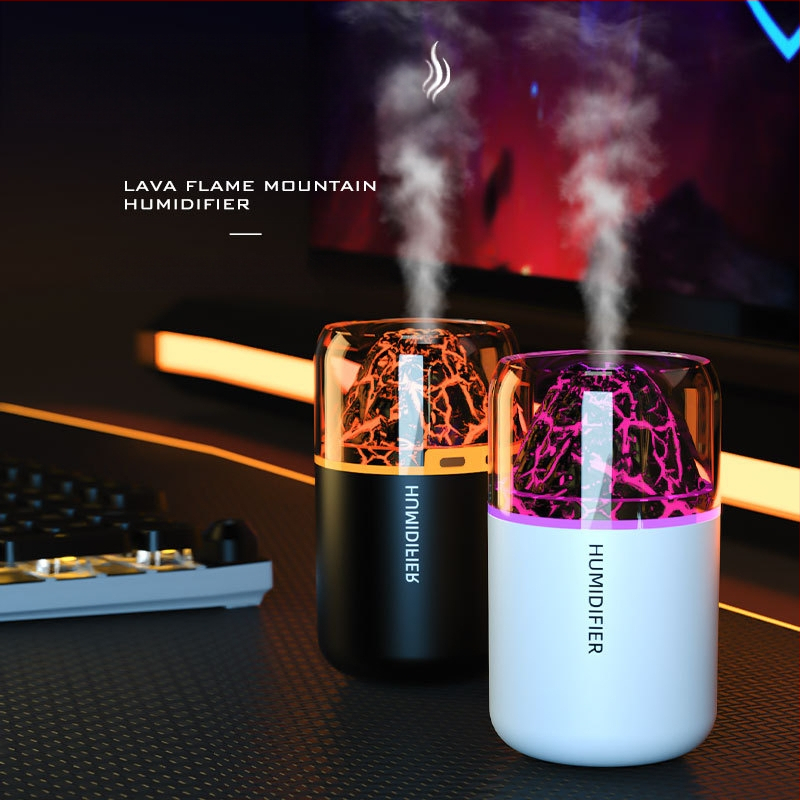Tarpvalstybinis USB mini vulkano drėkintuvas miegamajam, mažam namų apyvokos daiktui, automobilio staliniam biurui, spalvingai atmosferai, šviesai