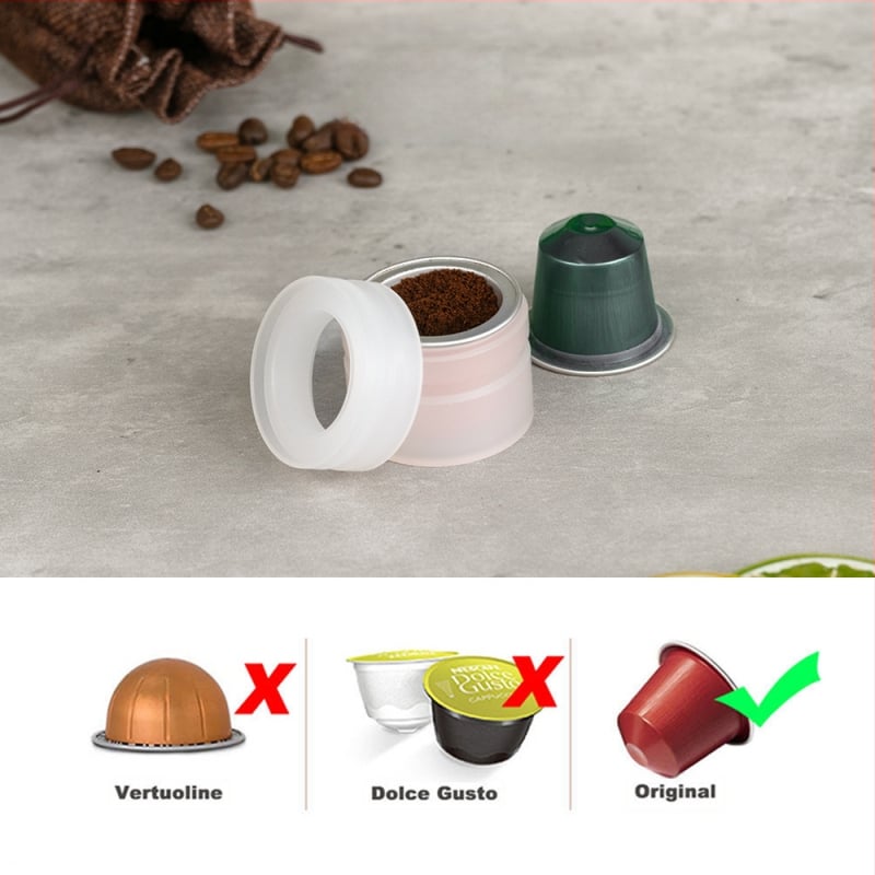 Kavos kapsulių užpildymo ir sandarinimo laikiklis, suderinamas su mažo dydžio „Nestle“ kapsulių puodeliais