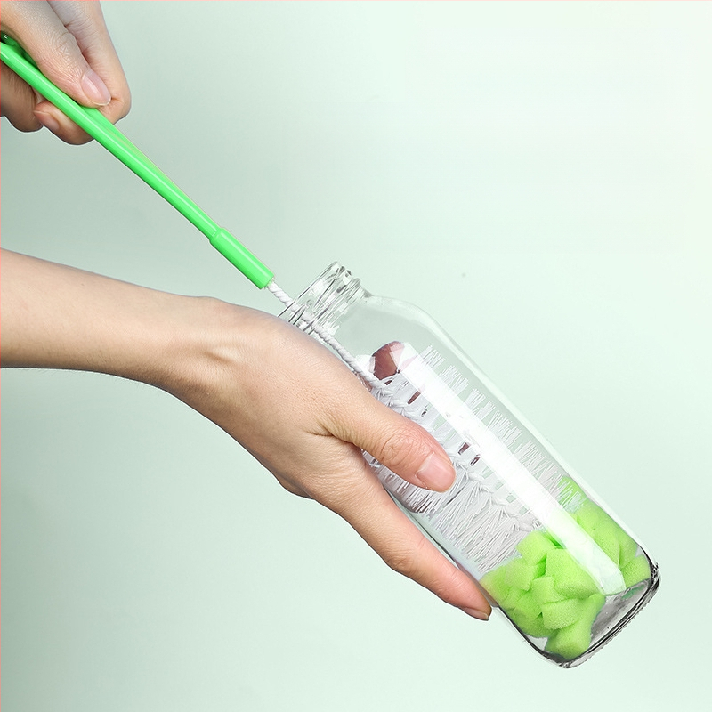 10 juanių parduotuvės polipropileno valymo šepetys, kurį galima pakabinti su kempine, puodelio šepetys ilga rankena puodų šepetys kasdieniams poreikiams didmeninės prekybos valymo šepetys