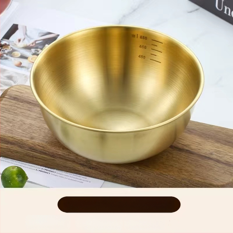 Korea stiilis roostevabast terasest kiirnuudlikauss, salatikauss, kuldne külmnuudlikauss, bibimbap-kauss, pähklipulbrikauss restorani jaoks