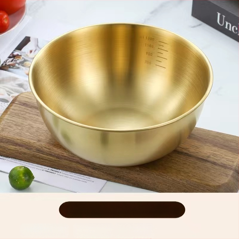 Korea stiilis roostevabast terasest kiirnuudlikauss, salatikauss, kuldne külmnuudlikauss, bibimbap-kauss, pähklipulbrikauss restorani jaoks