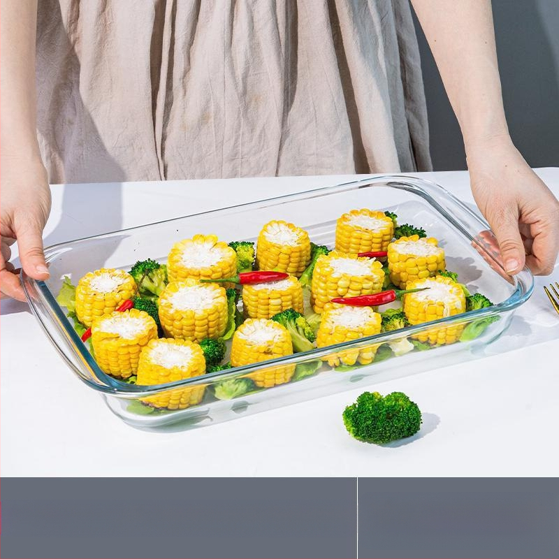 Ristkülikukujuline kõrge boorsilikaadiga klaasist küpsetuspann kalataldrik majapidamisliha aurutatud kaaviar kõrge temperatuurikindel mikrolaineahi spetsiaalne küpsetamine