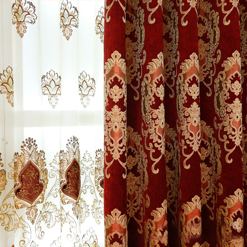 Užsienio sandėlyje yra tarpvalstybinis didmeninės prekybos aukštos kokybės Europos vilos klubas sutirštintas šenilinis žakardo apdailos užuolaidų sprogimas