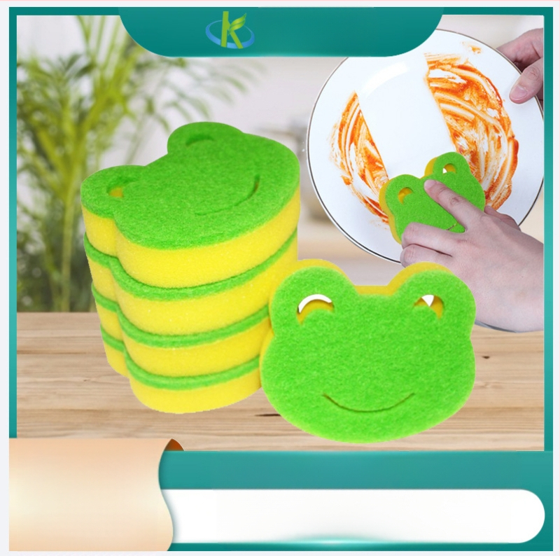 Gamykloje parduodama dengta paviršių valymo šluostė medvilnės kompozicinei kempinei indų plovimo šluostė su animacinių filmukų varlės formos indų plovimo kempine valymo šluoste