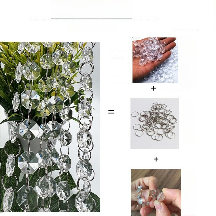 Vestuvių karoliukų grandinėlė, švino krištolo karoliukų virvelė, vestuvių scena, scenos lubų dekoracija, akrilo krištolo aštuonkampė karoliukų užuolaida