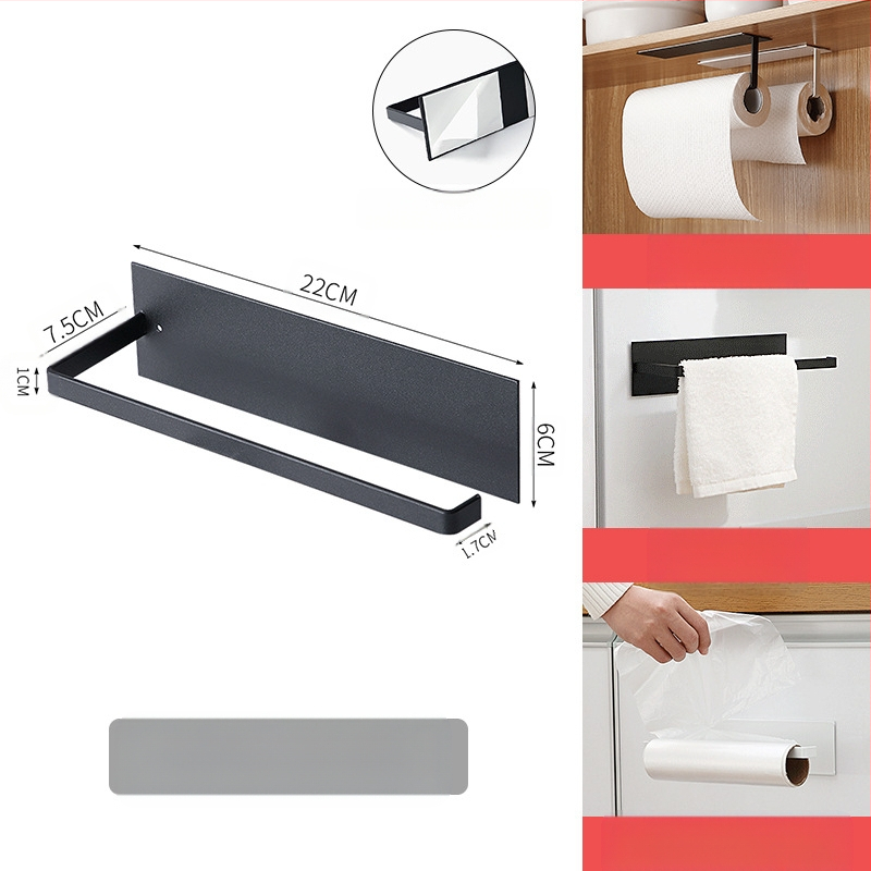 Japoniško stiliaus spintelės pakabinamas ritininio popieriaus laikiklis be perforatoriaus, prie sienos tvirtinamas virtuvinių servetėlių laikiklis, buitinių audinių konservantų plėvelės laikymo lentynėlė