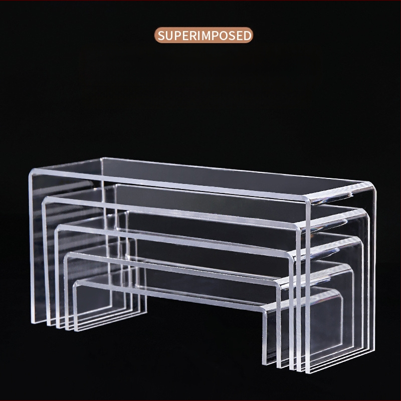 Akrilo stovas, permatomas batų stovas, aklųjų dėžutė, „Bubble Mart“, lėlių figūrėlių laikymo stovas, U formos organizatorius. Montuoti nereikia.