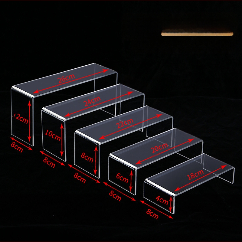 Akrilo stovas, permatomas batų stovas, aklųjų dėžutė, „Bubble Mart“, lėlių figūrėlių laikymo stovas, U formos organizatorius. Montuoti nereikia.