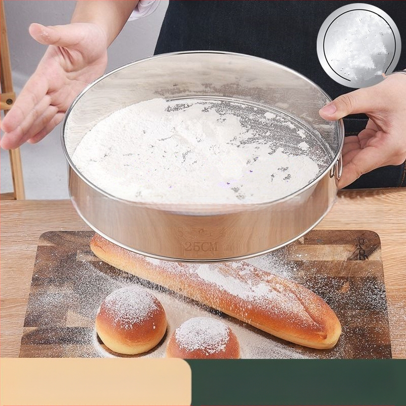 Miltų sieto filtro tinklelis iš nerūdijančio plieno, itin smulkus miltų sietas kepimui, rankinis, 40 akių, 60 akių plieninis kibiro sietas