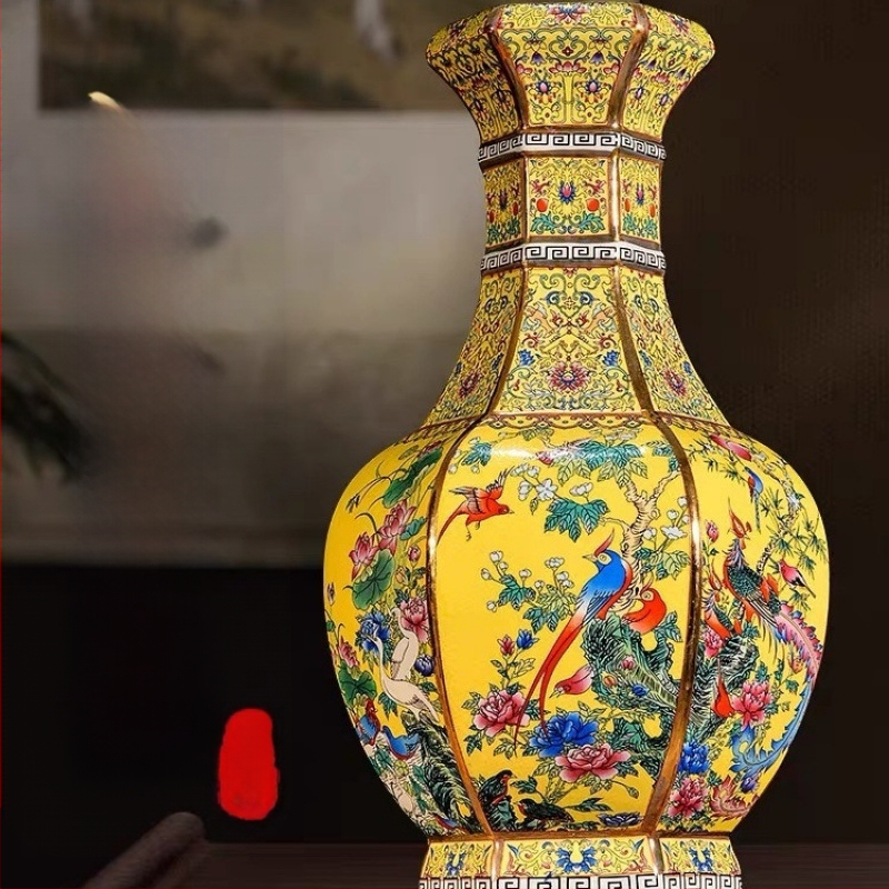 Jingdezhen kerámia váza, nappali virágdíszek, antik kínai, csúcskategóriás pasztell TV szekrény, antik állvány