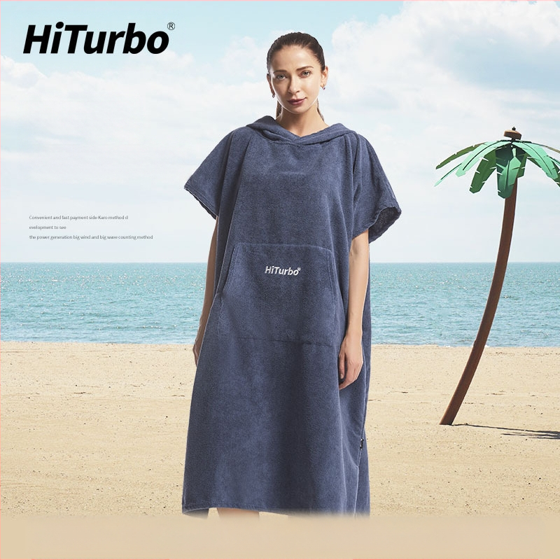 „Hiturbo“ greitai džiūstantis persirengimo apsiaustas, paplūdimio chalatas, nardymas, banglenčių sportas, šiltas apsiaustas, sugeriantis vandenį, greitai džiūstantis, atsparus vėjui ir saulei.