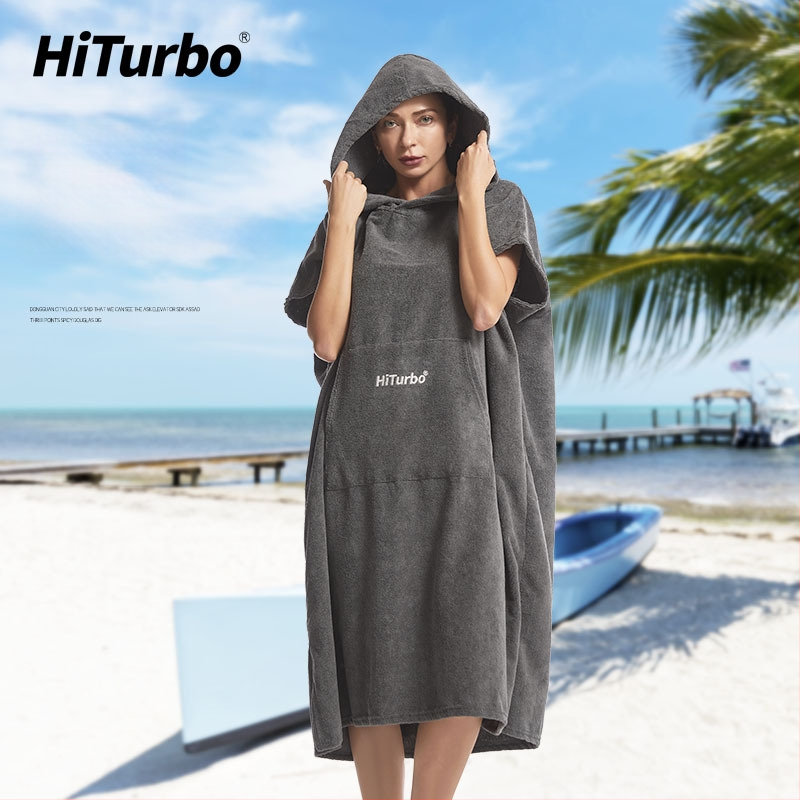 „Hiturbo“ greitai džiūstantis persirengimo apsiaustas, paplūdimio chalatas, nardymas, banglenčių sportas, šiltas apsiaustas, sugeriantis vandenį, greitai džiūstantis, atsparus vėjui ir saulei.