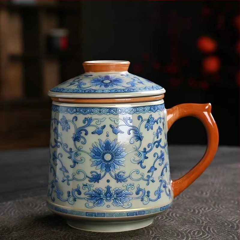 Ru krosnies arbatos puodelis susitikimams asmeninis biuro puodelis arbatos atskyrimo puodelis aukštos kokybės keraminis filtras kvapnus arbatos puodelis dovanų dėžutė