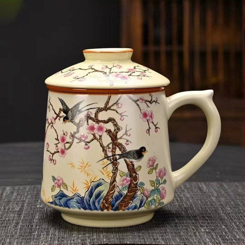 Ru krosnies arbatos puodelis susitikimams asmeninis biuro puodelis arbatos atskyrimo puodelis aukštos kokybės keraminis filtras kvapnus arbatos puodelis dovanų dėžutė