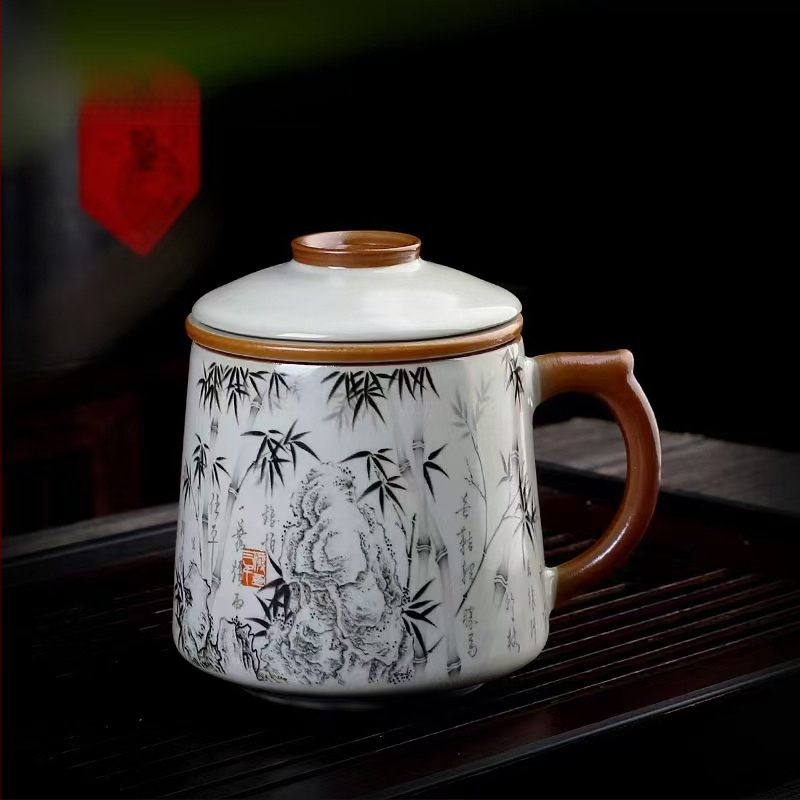 Ru krosnies arbatos puodelis susitikimams asmeninis biuro puodelis arbatos atskyrimo puodelis aukštos kokybės keraminis filtras kvapnus arbatos puodelis dovanų dėžutė