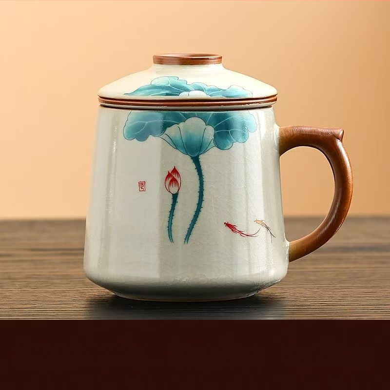 Ru krosnies arbatos puodelis susitikimams asmeninis biuro puodelis arbatos atskyrimo puodelis aukštos kokybės keraminis filtras kvapnus arbatos puodelis dovanų dėžutė