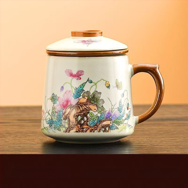 Ru krosnies arbatos puodelis susitikimams asmeninis biuro puodelis arbatos atskyrimo puodelis aukštos kokybės keraminis filtras kvapnus arbatos puodelis dovanų dėžutė