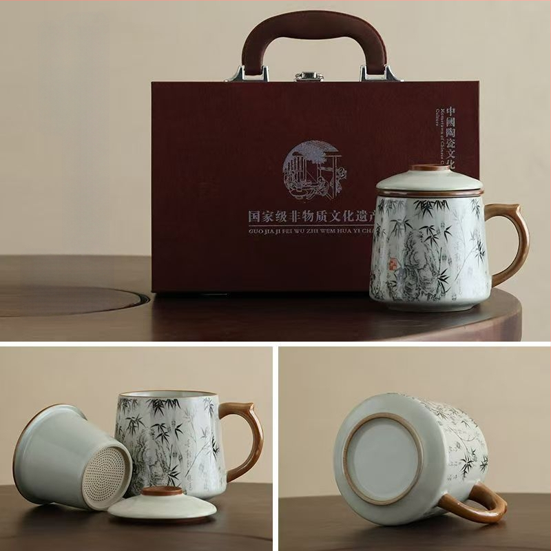 Ru krosnies arbatos puodelis susitikimams asmeninis biuro puodelis arbatos atskyrimo puodelis aukštos kokybės keraminis filtras kvapnus arbatos puodelis dovanų dėžutė