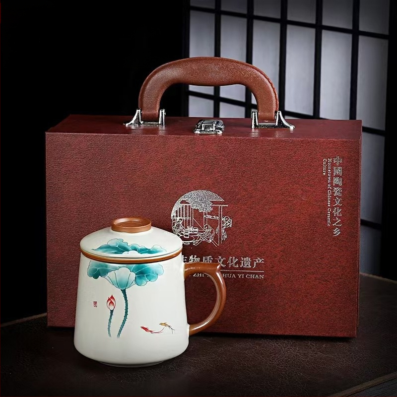 Ru krosnies arbatos puodelis susitikimams asmeninis biuro puodelis arbatos atskyrimo puodelis aukštos kokybės keraminis filtras kvapnus arbatos puodelis dovanų dėžutė