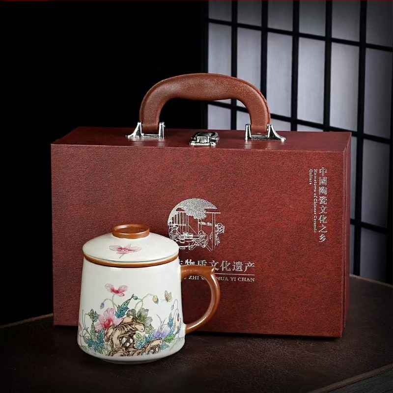 Ru krosnies arbatos puodelis susitikimams asmeninis biuro puodelis arbatos atskyrimo puodelis aukštos kokybės keraminis filtras kvapnus arbatos puodelis dovanų dėžutė