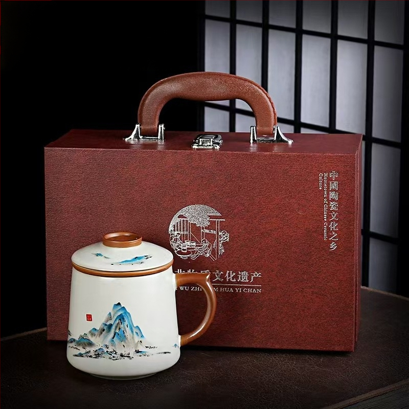 Ru krosnies arbatos puodelis susitikimams asmeninis biuro puodelis arbatos atskyrimo puodelis aukštos kokybės keraminis filtras kvapnus arbatos puodelis dovanų dėžutė