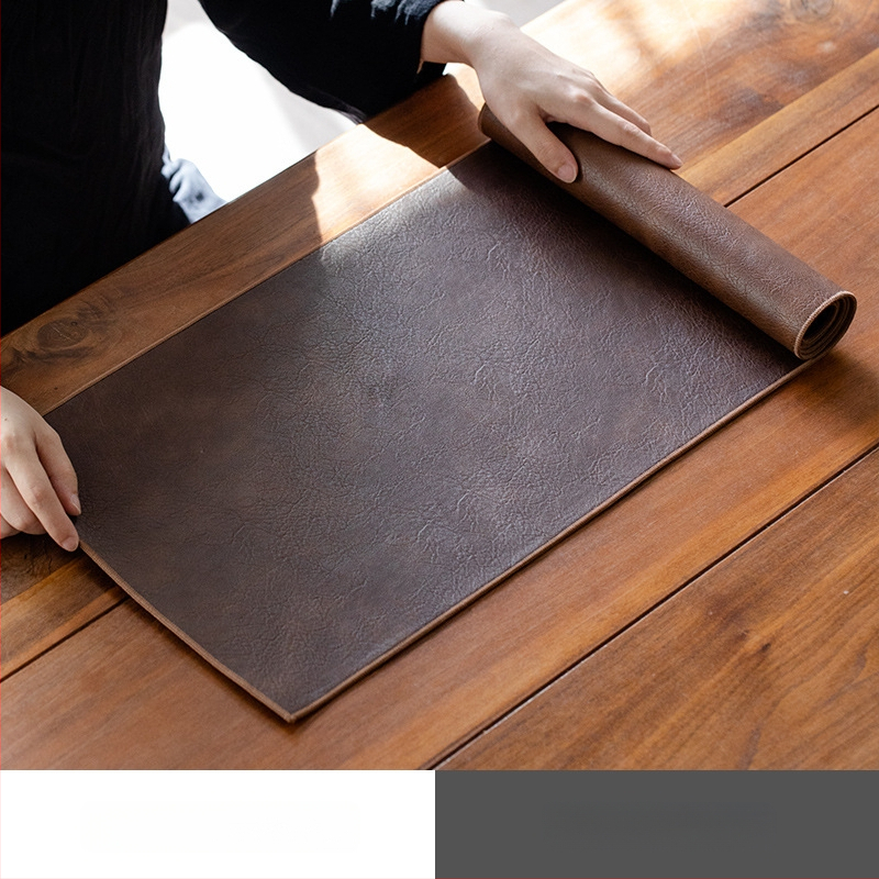 Modernus chinoiserie vandeniui atsparus odinis arbatos kilimėlis Zen paprastas odinis vandeniui atsparus arbatos staltiesė Buitinė stalo vėliavėlė Sausas arbatos padėklas