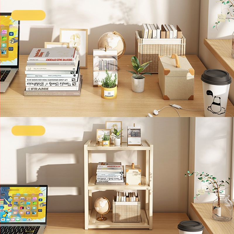 Stalinė lentyna iš medžio masyvo, maža, paprasta vaikų namų stalo knygų lentyna