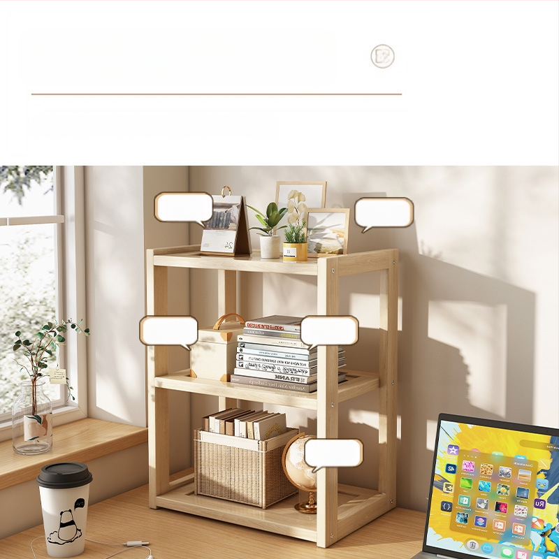 Stalinė lentyna iš medžio masyvo, maža, paprasta vaikų namų stalo knygų lentyna