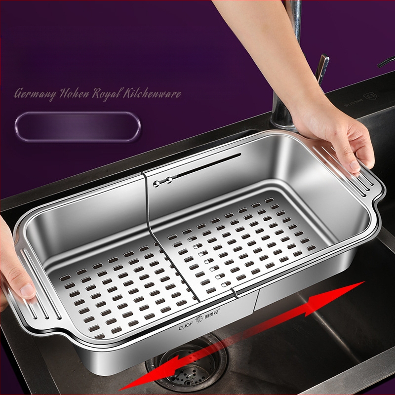304 roostevabast terasest köögisissetõmmatav nõudepesumasin, suur äravoolurest, multifunktsionaalne ristkülikukujuline valamufiltririiul