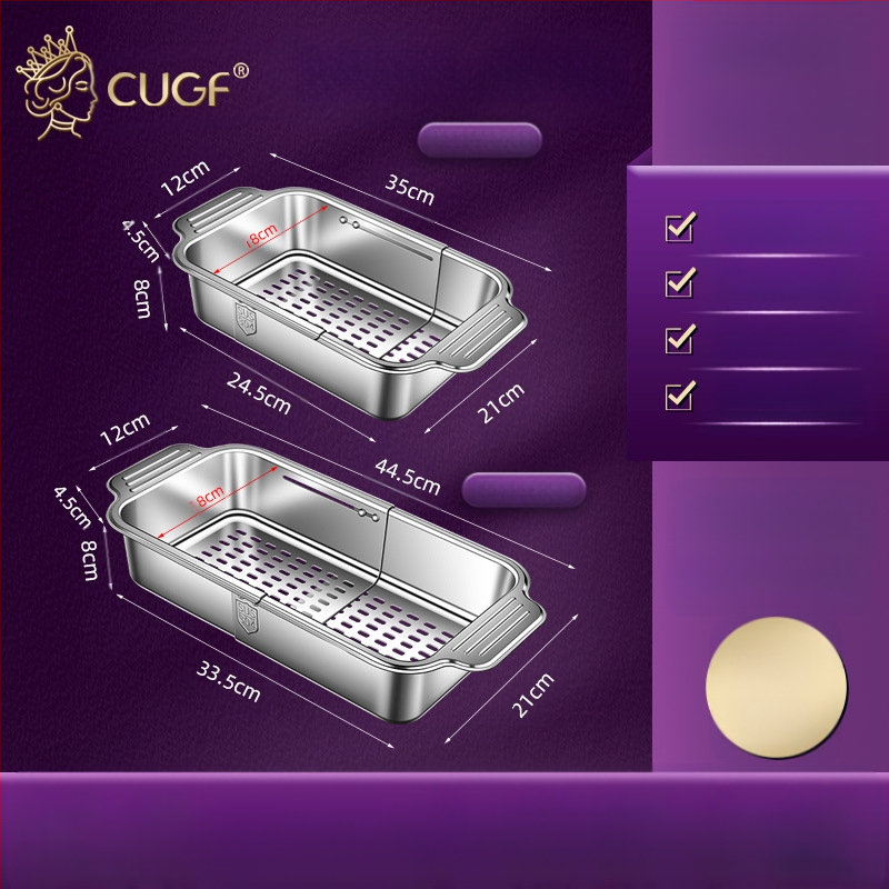 304 roostevabast terasest köögisissetõmmatav nõudepesumasin, suur äravoolurest, multifunktsionaalne ristkülikukujuline valamufiltririiul